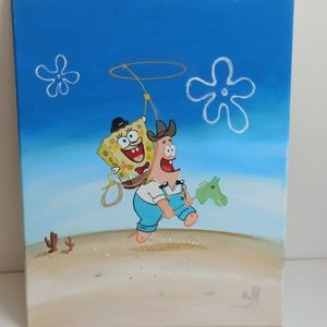 Original artwork canvas SpongeBob acrylic painting